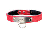 custom name bondage human collar with stainless steel personalized name plate