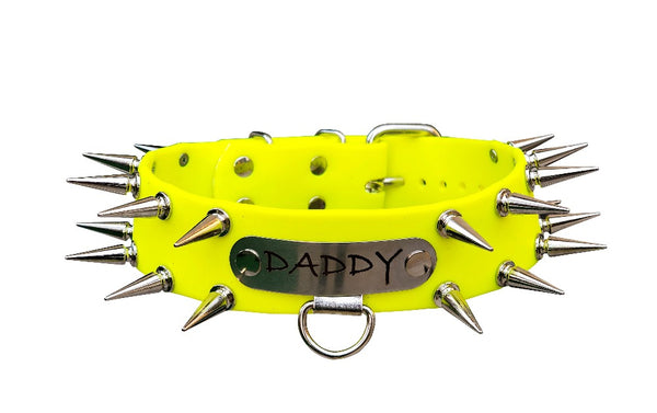 Elevate your BDSM play with the Bioflex Waterproof Spiked Personalized Name Collar, designed for both style and durability. Crafted from high-quality, flexible Bioflex material, this collar is not only water-resistant but also exceptionally comfortable for long-lasting wear. Featuring sharp, attention-grabbing spikes, it adds an edgy aesthetic to your sub/dom dynamics while making a bold statement.

What sets this collar apart is its personalization option—engrave your name, your partner's, or a meaningful 