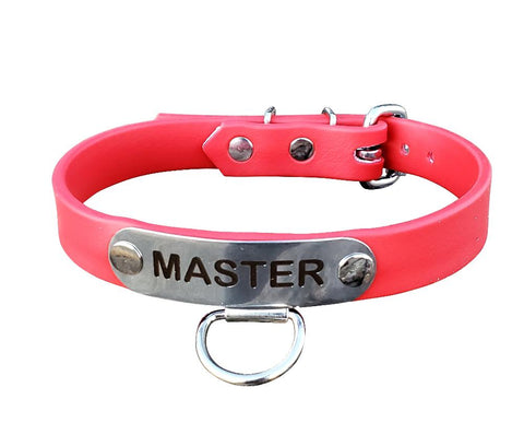 Pre-Made BDSM Red Bio-Flex Master Collar 13-1/2" to 15-1/2"