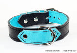  Black and Teal Bondage Collar