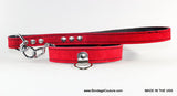 Red Matching Collar and Leash Leather BDSM Set