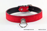 Red Matching Collar and Leash Leather BDSM Set