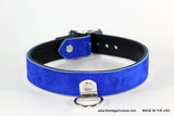 blue suede bdsm collar