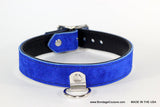 blue suede leather choker