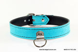 Teal Suede Leather Bondage Collar