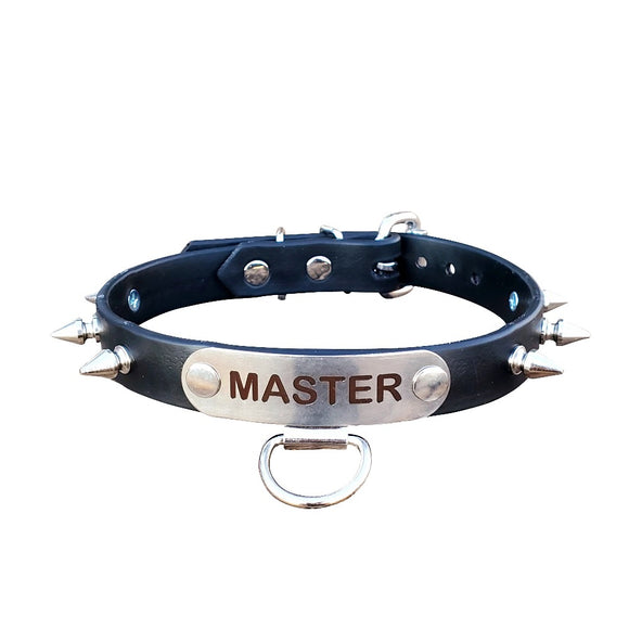 Bondage Collar With Master Name Plate And 1/2