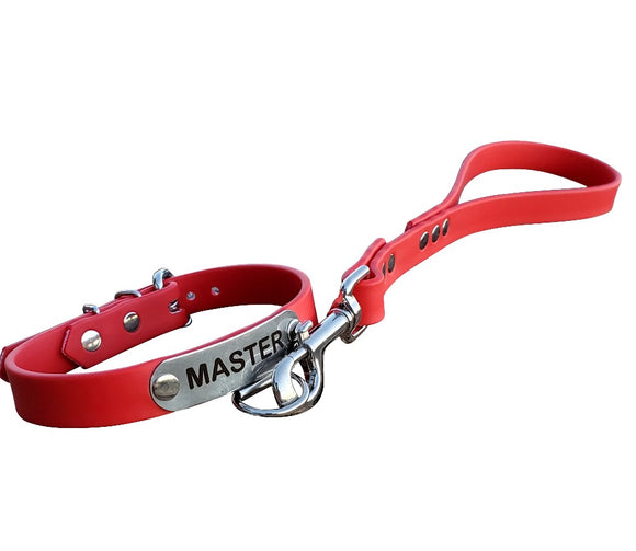 Bioflex Bondage Collar and Leash Set With Personalized Name Plate