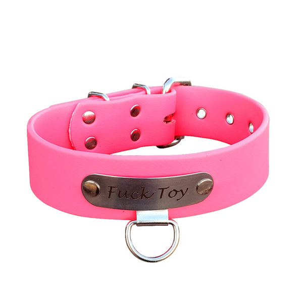 Pre-Made 1.5" BDSM Personalized Name Plate Collar 13" to 17"