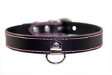 black and pink choker leather collar