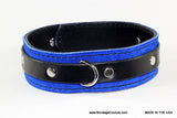 Dual Layer Royal Blue Bdsm Suede Collar