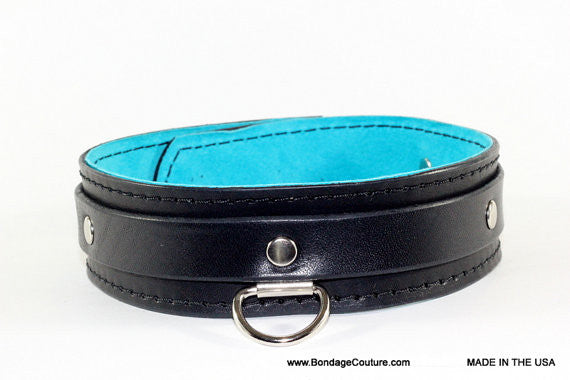 black and turquoise bdsm collar