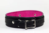 Dual Layer Pink Suede Lined Bondage Collar