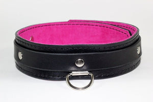 Dual Layer Pink Suede Lined Bdsm Collar