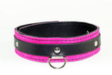 pink and black dual layer bdsm collar