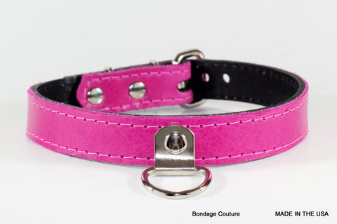 pink suede bdsm collar