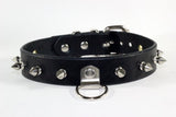 Black Leather Spiked bondage collar