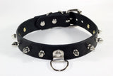 Spiked Bondage Collar black leather