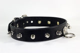 spiked black leather Bondage human collar