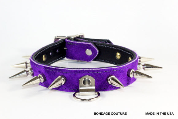Purple bdsm spiked collar