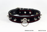 suede spiked leather bdsm collar