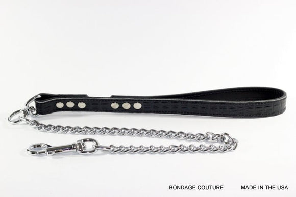 Bondage Couture Black Croc Embossed Leather Chain Leash