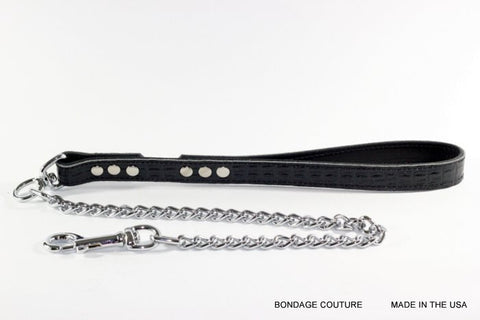 Bondage Couture Black Gator Embossed Leather Chain Leash