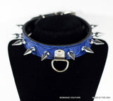 blue leather bdsm collar