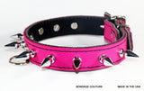 Spiked Hot Pink Leather Bondage Collar