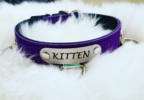 Purple Suede Leather "Kitten" BDSM Collar